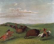 Buffalo Chase with Bows and Lances, George Catlin